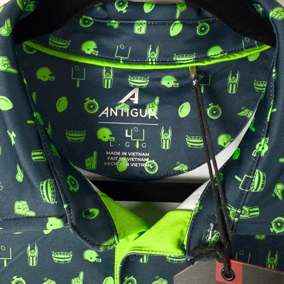 Antigua Seattle Seahawks Navy Green Team Graphic Polo Shirt - Picture 4 of 8